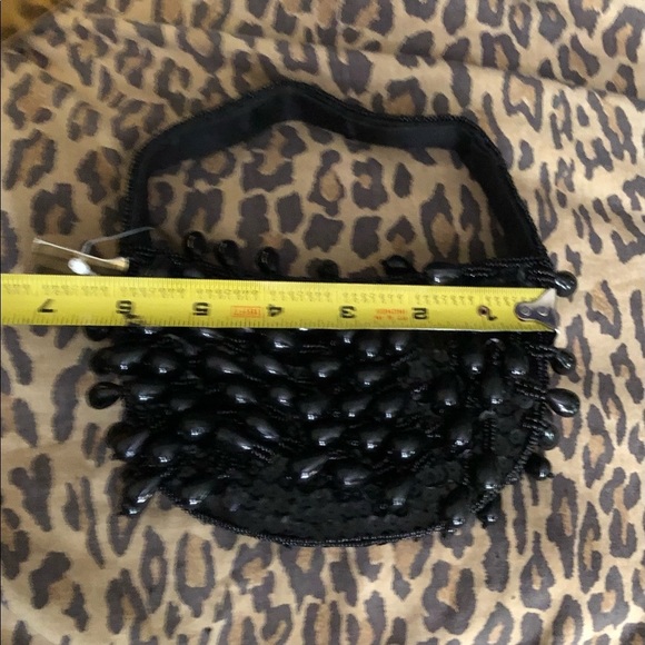 LA REGALE Black Formal tear drop Beaded Sequin mini bag Clutch NWT - Picture 12 of 13